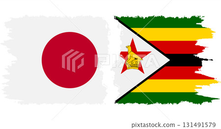 Zimbabwe and Japan grunge flags connection vector 131491579