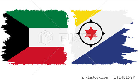 Bonaire and Kuwait grunge flags connection vector 131491587