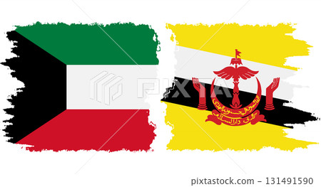 Brunei and Kuwait grunge flags connection vector 131491590