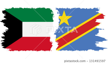 Congo - Kinshasa and Kuwait grunge flags connection vector Congo - Kinshasa and Kuwait grunge flags connection vector 131491597