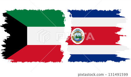 Costa Rica and Kuwait grunge flags connection vector 131491599