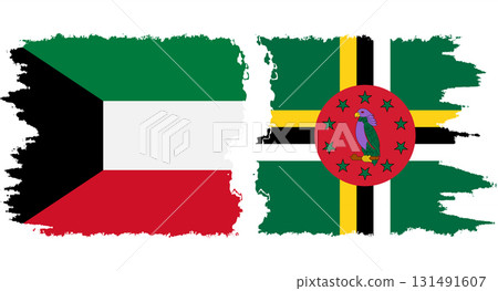 Dominica and Kuwait grunge flags connection vector Dominica and Kuwait grunge flags connection vector 131491607