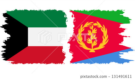 Eritrea and Kuwait grunge flags connection vector 131491611