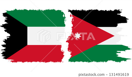 Jordan and Kuwait grunge flags connection vector 131491619