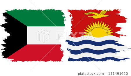 Kiribati and Kuwait grunge flags connection vector 131491620