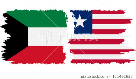 Liberia and Kuwait grunge flags connection vector 131491623