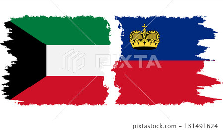 Liechtenstein and Kuwait grunge flags connection vector Liechtenstein and Kuwait grunge flags connection vector 131491624