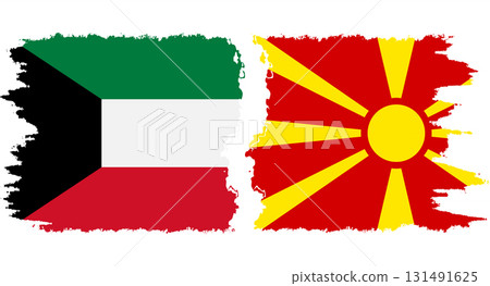 Northern Macedonia and Kuwait grunge flags connection vector Northern Macedonia and Kuwait grunge flags connection vector 131491625