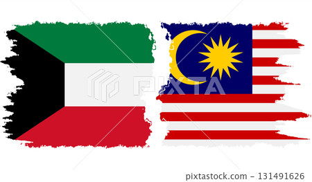 Malaysia and Kuwait grunge flags connection vector 131491626