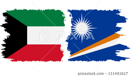 Marshall Islands and Kuwait grunge flags connection vector 131491627