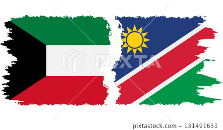 Namibia and Kuwait grunge flags connection vector 131491631