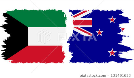 New Zealand and Kuwait grunge flags connection vector New Zealand and Kuwait grunge flags connection vector 131491633