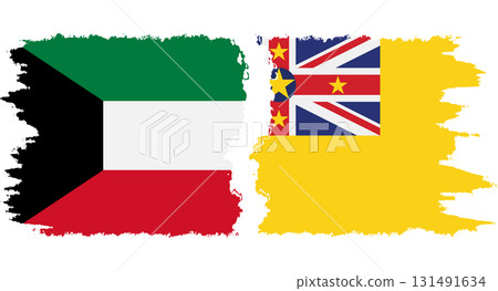 Niue and Kuwait grunge flags connection vector Niue and Kuwait grunge flags connection vector 131491634