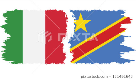 Congo - Kinshasa and Italy grunge flags connection vector 131491643