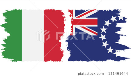 Cook Islands and Italy grunge flags connection vector 131491644