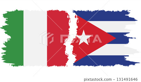 Cuba and Italy grunge flags connection vector 131491646