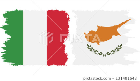 Cyprus and Italy grunge flags connection vector 131491648