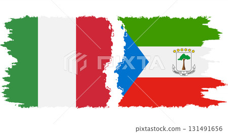 Equatorial Guinea and Italy grunge flags connection vector 131491656