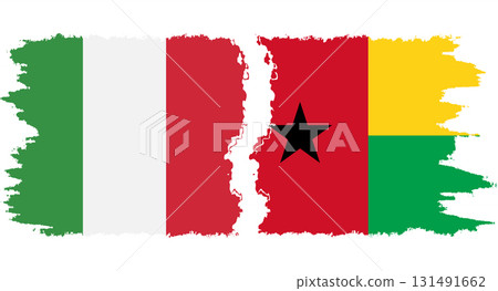 Guinea Bissau and Italy grunge flags connection vector 131491662