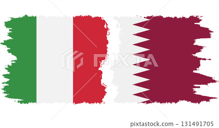 Qatar and Italy grunge flags connection vector Qatar and Italy grunge flags connection vector 131491705