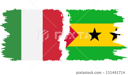 Sao Tome and Principe and Italy grunge flags connection vector 131491714