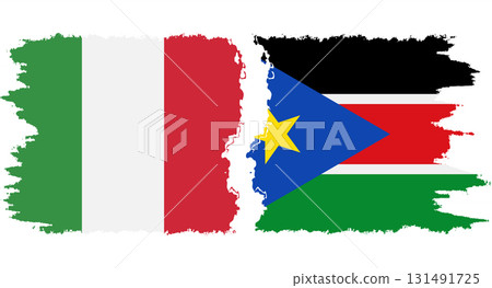 South Sudan and Italy grunge flags connection vector 131491725