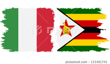 Zimbabwe and Italy grunge flags connection vector 131491741