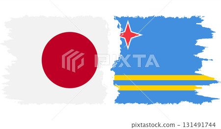 Aruba and Japan grunge flags connection vector Aruba and Japan grunge flags connection vector 131491744