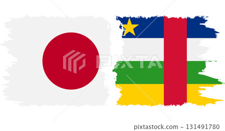 Central African Republic and Japan grunge flags connection vecto 131491780