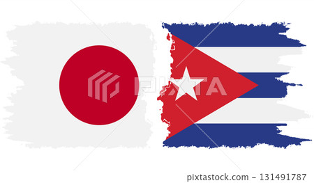 Cuba and Japan grunge flags connection vector Cuba and Japan grunge flags connection vector 131491787