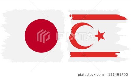 Turkish Republic of Northern Cyprus and Japan grunge flags conne 131491790