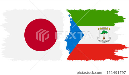 Equatorial Guinea and Japan grunge flags connection vector 131491797