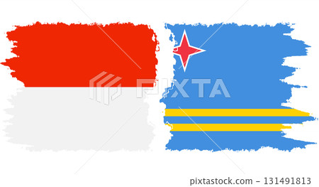 Aruba and Indonesia grunge flags connection vector Aruba and Indonesia grunge flags connection vector 131491813