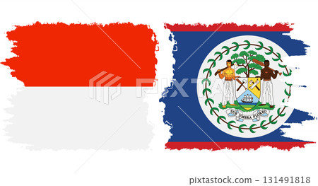 Belize and Indonesia grunge flags connection vector 131491818