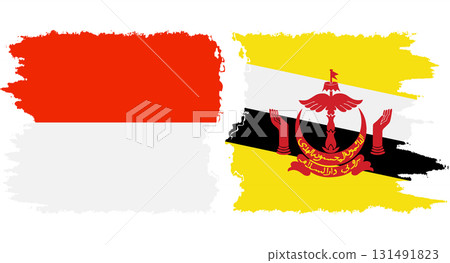 Brunei and Indonesia grunge flags connection vector Brunei and Indonesia grunge flags connection vector 131491823