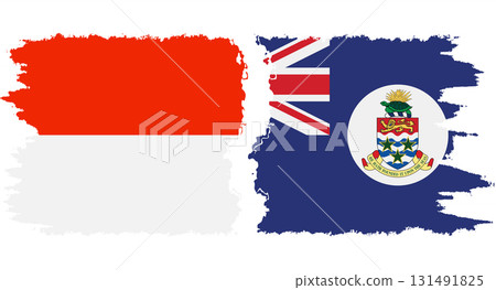 Cayman Islands and Indonesia grunge flags connection vector 131491825