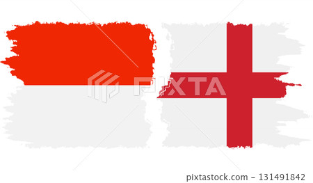 England and Indonesia grunge flags connection vector 131491842