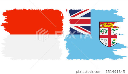 Fiji and Indonesia grunge flags connection vector 131491845