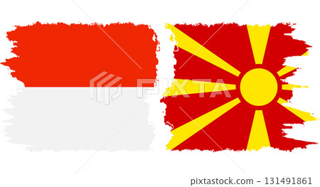 Northern Macedonia and Indonesia grunge flags connection vector Northern Macedonia and Indonesia grunge flags connection vector 131491861