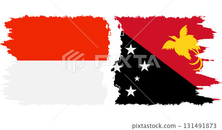 Papua New Guinea and Indonesia grunge flags connection vector 131491873