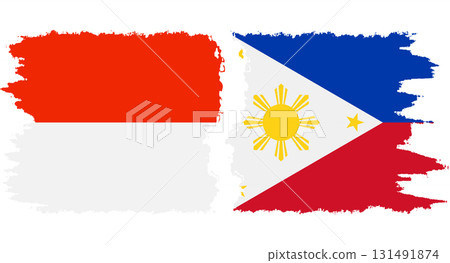 Philippines and Indonesia grunge flags connection vector 131491874