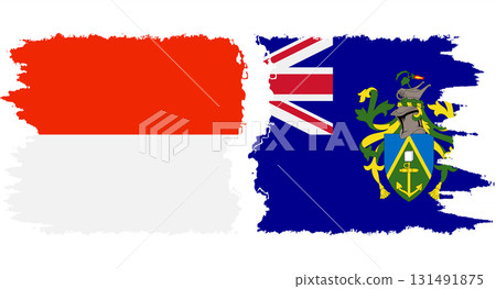 Pitcairn Islands and Indonesia grunge flags connection vector Pitcairn Islands and Indonesia grunge flags connection vector 131491875