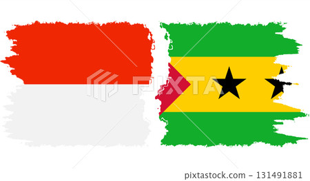 Sao Tome and Principe and Indonesia grunge flags connection vector 131491881