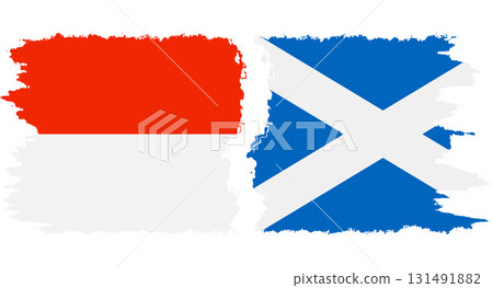 Scotland and Indonesia grunge flags connection vector 131491882