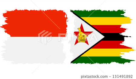 Zimbabwe and Indonesia grunge flags connection vector 131491892