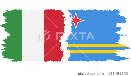 Aruba and Italy grunge flags connection vector Aruba and Italy grunge flags connection vector 131491893