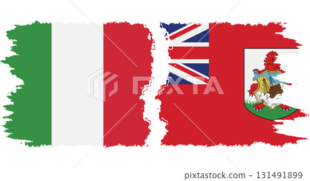 Bermuda and Italy grunge flags connection vector 131491899