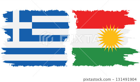 Kurdistan and Greece grunge flags connection vector 131491904