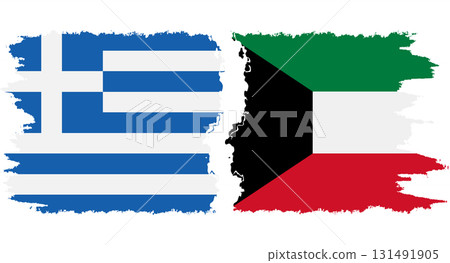 Kuwait and Greece grunge flags connection vector 131491905