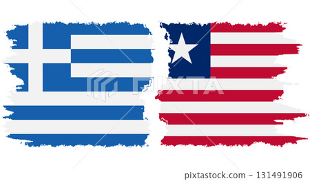 Liberia and Greece grunge flags connection vector 131491906